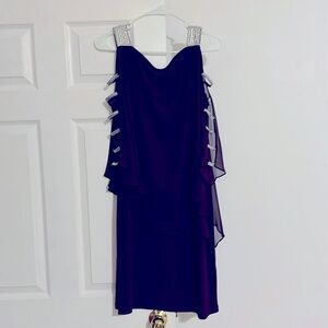 Purple mid-length dress with silver gems